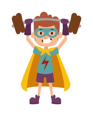 Illustration of super hero boy cartoon character vector.