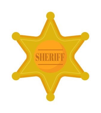 Golden west şerif yıldız metal rozeti vektör illüstrasyon.