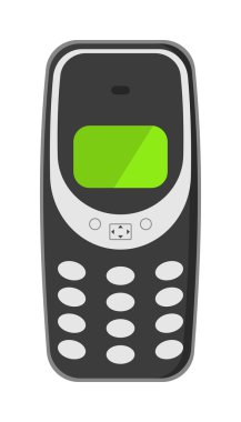 Eski cep telefonu teknolojisi retro cep telefonu vektör illüstrasyon.