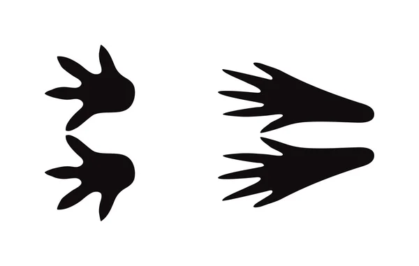动物脚印和跟踪孤立的步骤痕迹在白色野生动物概念设计载体. — 图库矢量图片