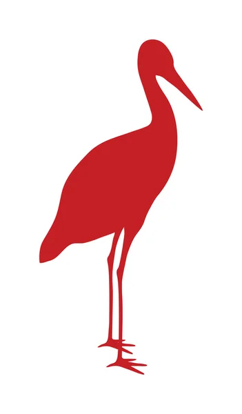 Wild stork bird animal flat vector silhouette — Stock vektor