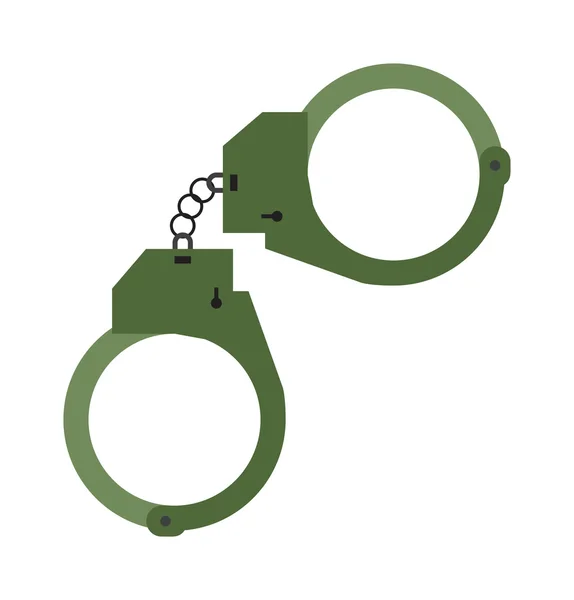 Metal police handcuffs flat vector illustration isolated on white background. — Stock Vector