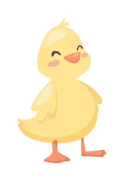 Cartoon Duck Toy dierlijke gele karakter platte vector. — Stockvector