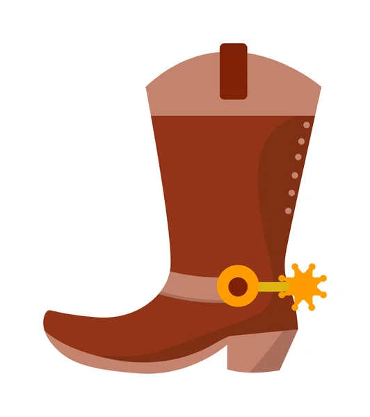 Wild west leather cowboy boot with spurs and stars. Vector clip art illustration isolated on white — Stock Vector