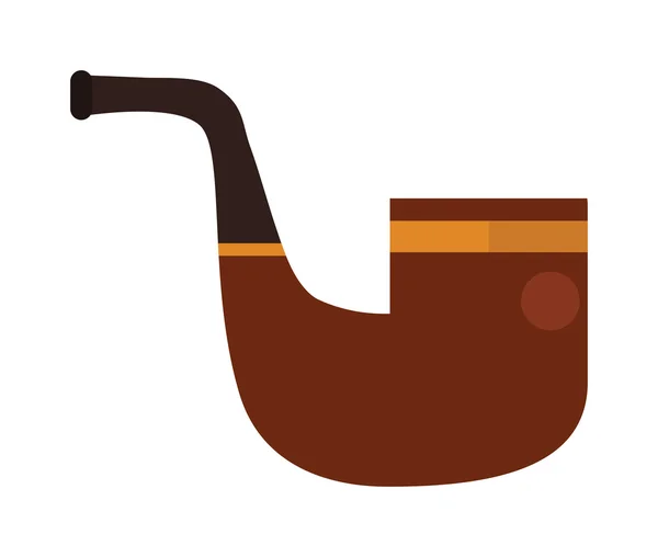 Векторная коричневая курительная трубка. Векторная икона современного плоского дизайна с курительной трубой. Табачная трубка, дымящаяся трубка изолирована на белом фоне. Джентльмены в комплекте с табачной трубой . — стоковый вектор