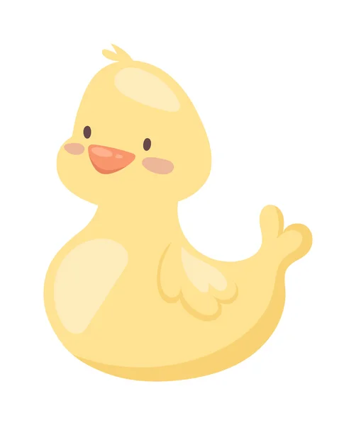 Goma pato juguete dibujos animados baño amarillo carácter plano vector . — Archivo Imágenes Vectoriales