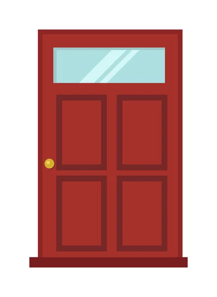 Wood two red and gray elegant entrance door isolated flat vector illustration. — Stockový vektor