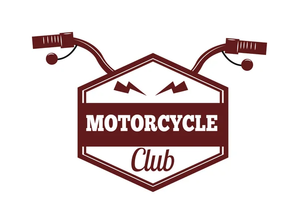 Vetor de crachá de etiqueta de motocicleta. Ícone preto e moto clube ilustração — Vetor de Stock