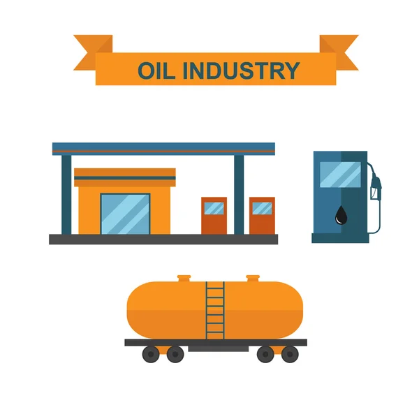 Oil and gasoline producing slots industry vector. — 스톡 벡터