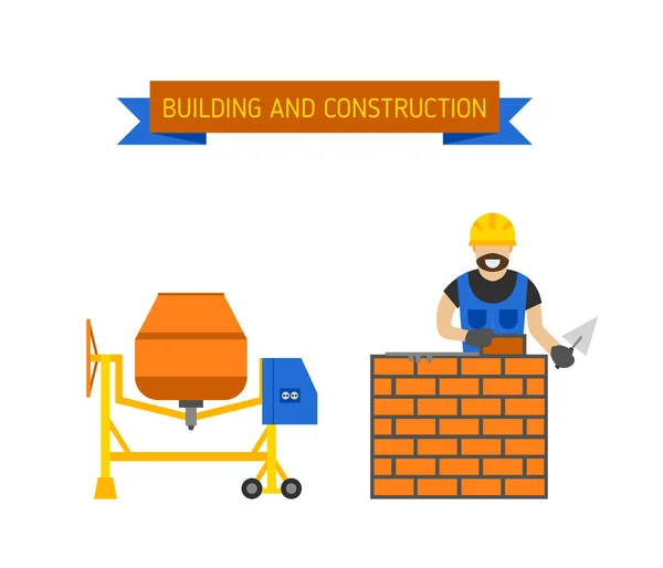 Unternehmen, Bauunternehmer People Building, Teamarbeit professionelle Arbeiter Vektor-Konzept. — Stockvektor