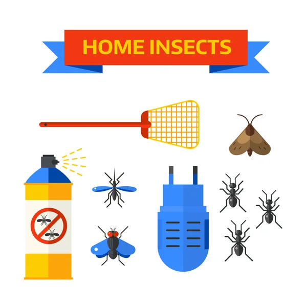 Haşere kontrol işçisi pestisitler ev böcekler vektör püskürtme. — Stok Vektör