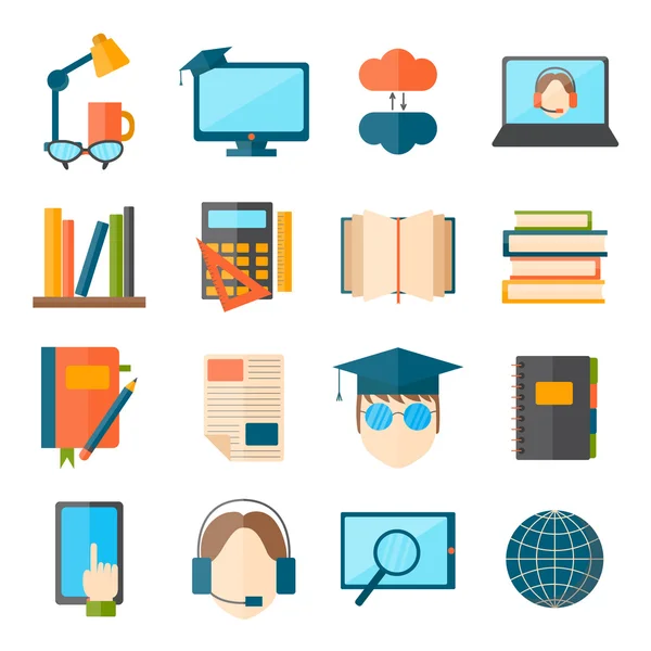 Education and school vector web icon set college training graduate symbols. — Stock Vector