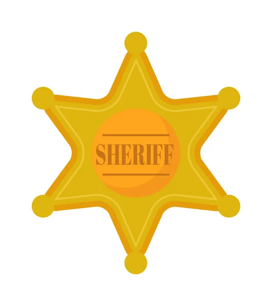 Goldene Westen Sheriff Stern Metall Abzeichen Vektor Illustration. — Stockvektor