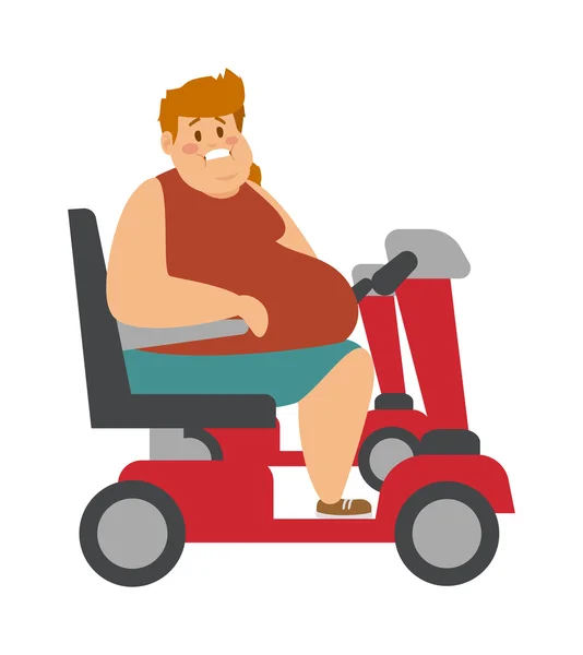 Concept fitness weight loss fat man and thin sports guy, fatman on a diet with transportation truck. — ストックベクタ