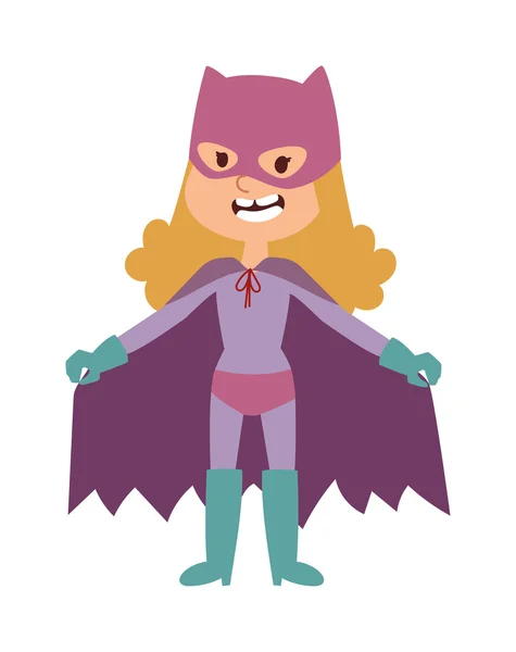 Ilustración de super héroe chica en la máscara de dibujos animados personaje vector . — Archivo Imágenes Vectoriales