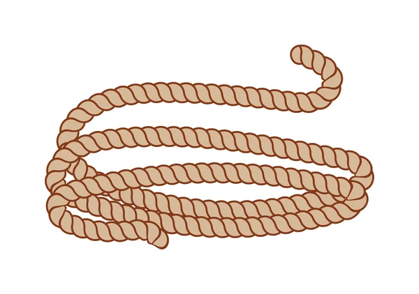 円形パターンベクトルイラストで巻かれた麻3本鎖ロープ. — ストックベクタ