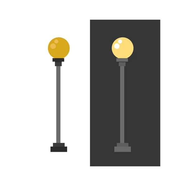 Farola lámpara urbana linterna luz plana vector ilustración . — Vector de stock