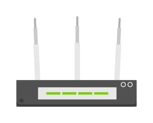 扁平 wi-fi 调制解调器路由器插图隔离在白色上. — 图库矢量图片