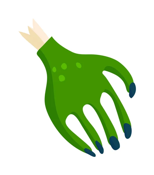 Zombie halloween cartoon death hand with blue claw vector illustration. — Wektor stockowy