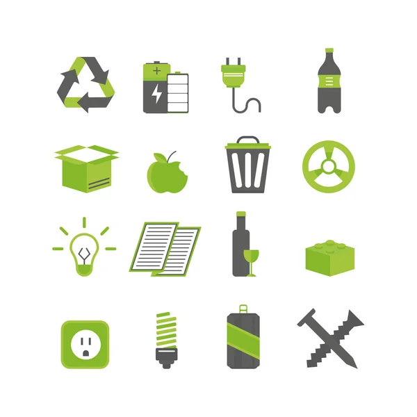 Ökológia hulladék válogatás és Recycle ikonok vektor illusztráció meg. — Stock Vector