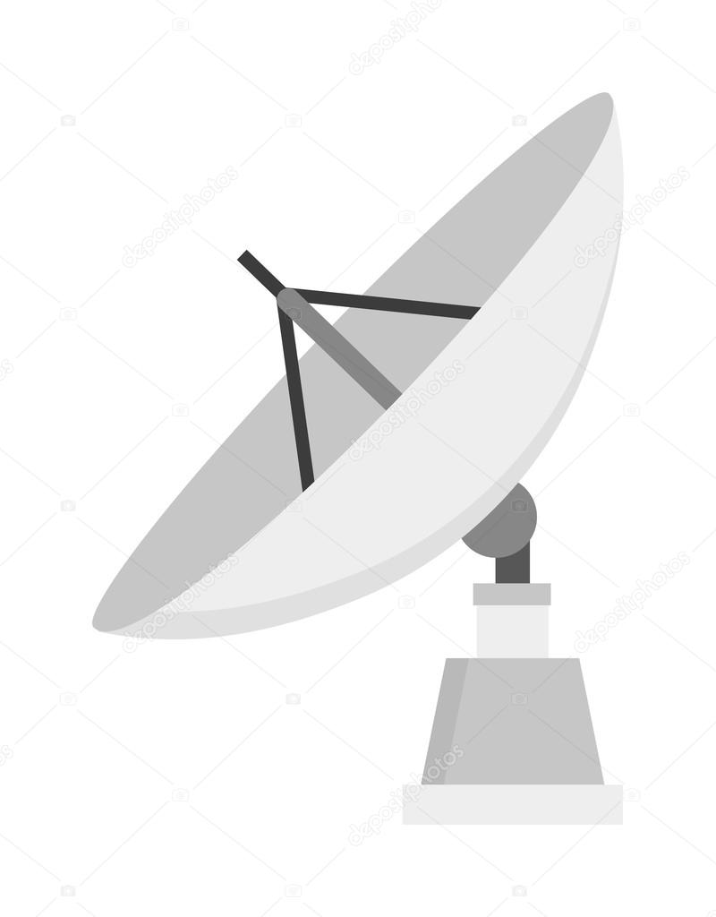 Satellite icon technology wireless space radio signal flat vector illustration.