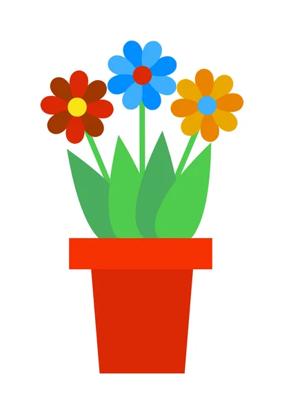 봄, 다채로운, 정원, 꽃, 에서, 냄비 벡터. — 스톡 벡터