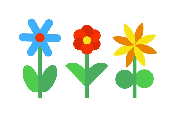Blomma ikoner färgglada växter naturen platt vektor. — Stock vektor