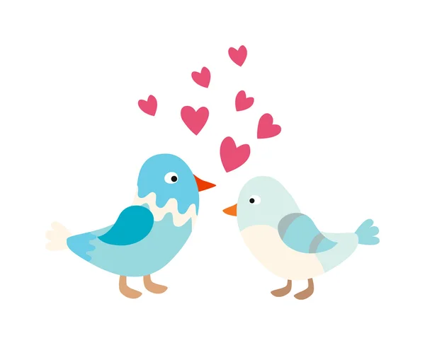 Couple of cute love birds nature sweet comic cartoon vector. — Stock Vector