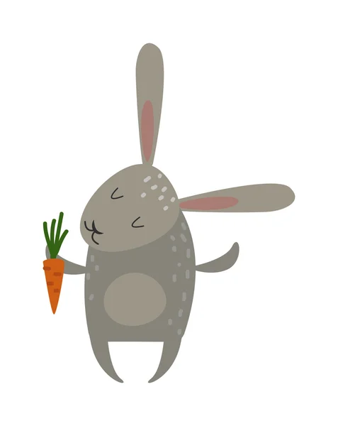 Greeting card rabbit bunny with carrot vector illustration. — Stock Vector
