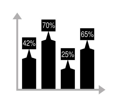 Business data graph chart analytics vector elements black silhouette