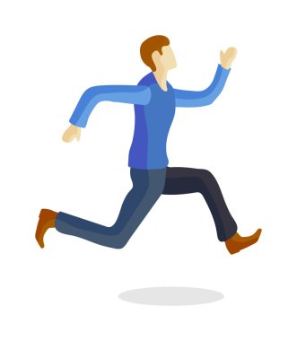 Bir kafkas koşu adamı genç sprinter koşucu vektör eğitim.