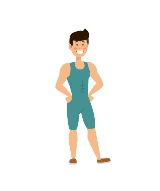 Yakışıklı güç atletik erkek dumbbell vektör ile kasları kadar pompalama eğitim.