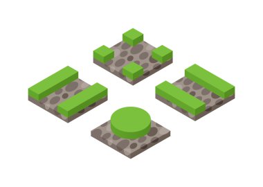 İzometrik 3d arazi tarım ı peyzaj vektör illüstrasyon