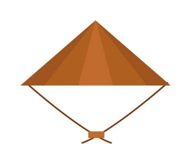 Kurdele vektörü ile Vietnam konik saman geleneksel kültür şapka.