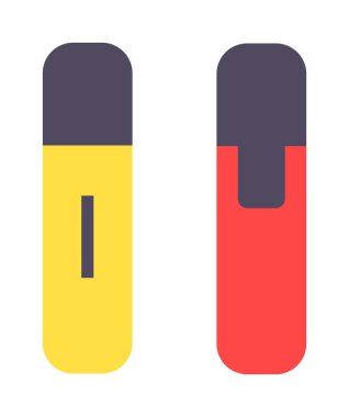 Renkli işaretleyiciler vektör izole. Beyaz arka plan üzerinde marker. Düz karikatür tasarım tarzırenkli mühendislik ofis marker kalemler kümesi. Vektör çok renkli belirteçler