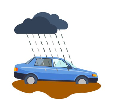 Kaza yolunda trafik kazası sonucu otomobil kaza vektörü kaza yaptı.