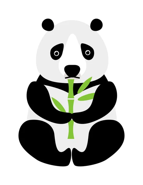 Dibujos animados panda sentado y comiendo bambú animal oso divertido vector . — Vector de stock