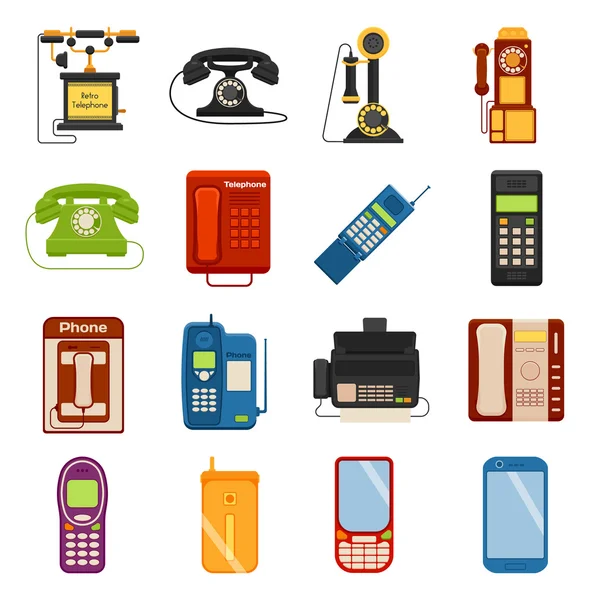 Icônes de téléphones communication appel contact dispositif icônes vectorielles — Image vectorielle