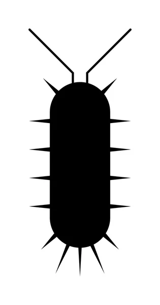 Duizendpoot Millipede cartoon poseren plat insect zwart silhouet vector. — Stockvector