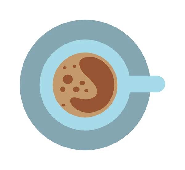 Кофейная чашка и блюдце вид сверху утренний напиток вектор . — стоковый вектор