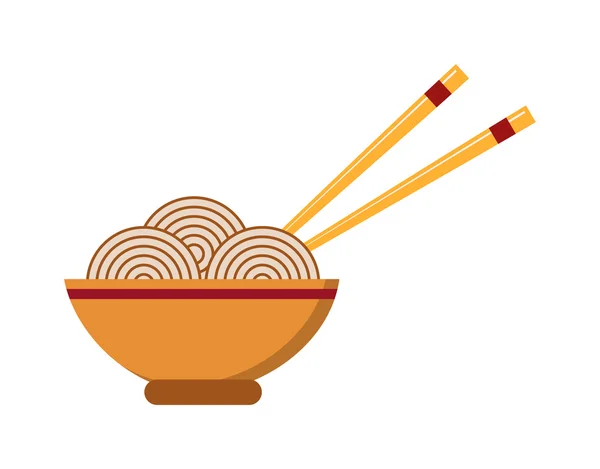Chow Mein: smažené nudle s kuřecím a zeleninovou zeleninou. — Stockový vektor
