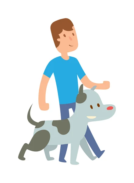 Boy and dog isolated on white background. — Stock Vector