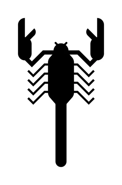 Scorpion zwart silhouet insect dierlijke vector. — Stockvector