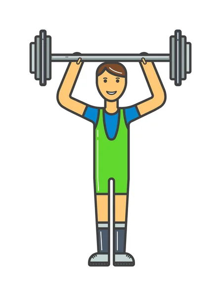 训练与哑铃矢量的肌肉抽中英俊功率健壮的男人. — 图库矢量图片