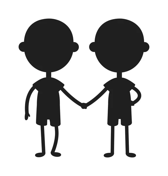 Twins happy kids holding hands boy and girl vector illustration. — ストックベクタ