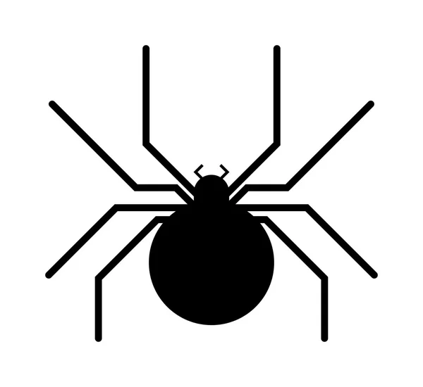 Zwarte spin insect gevaar silhouet vector pictogram. — Stockvector