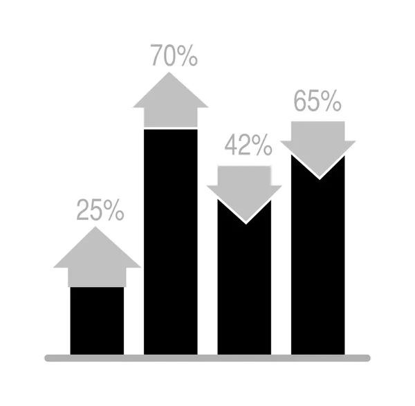 Gráfico de dados de negócios análise de gráficos elementos vetoriais silhueta preta — Vetor de Stock