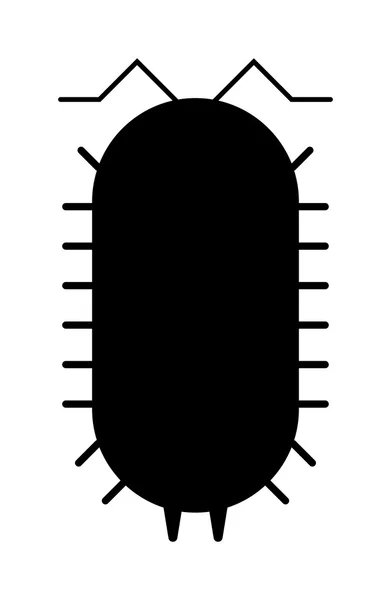 Ciempiés milipedo de dibujos animados posando insecto plano negro silueta vector . — Archivo Imágenes Vectoriales