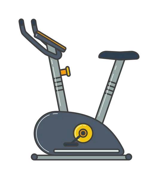 Bicicleta estática estacionaria deporte gimnasio máquina salud actividad vector . — Vector de stock