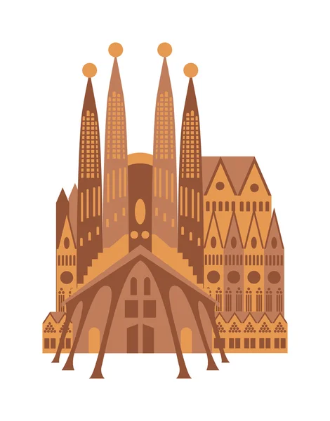 Italia edificio catedral Milán iglesia católica fachada gótica vector . — Vector de stock